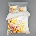 thumbnail image 2 of Shabby Flora Duvet Cover Set, Watercolored Lilies Flowers Buds Leaves Colored Marks Artwork, Bedding Set with Shams and Fitted Sheet, 3 Sizes, by Ambesonne, 2 of 3