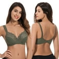 thumbnail image 4 of Curve Muse Plus Size Unline Minimizer Underwire Bra with Embroidery Lace-3Pack-YELLOW,Hunter Green,Light BLUE-46DDD, 4 of 7