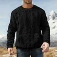 thumbnail image 2 of ZCFZJW Men's Slim Fit Crewneck Pullover Sweater Winter Thick Warm Casual Chunky Cable Knit Comfort Heavy Long Sleeve Sweaters with Kangaroo Pockets Black M, 2 of 6