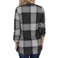 thumbnail image 4 of Okbop Satin Tops for Women,Fashion Plaid Print Long Sleeve Breathable V-Neck Shirt Tops Women Blouse Mama Shirt, 4 of 6