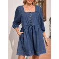 thumbnail image 4 of Vestido vaquero Sidefeel primavera/verano con manga 3/4 para mujer, 4 of 7