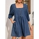thumbnail image 4 of Vestido vaquero Sidefeel primavera/verano con manga 3/4 para mujer, 4 of 7