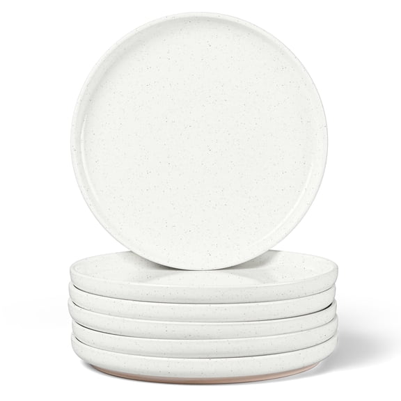 Vesteel Dinner Plates Set of 6, 10.2inch Ceramic Stoneware Sets for Home Restaurant, Large Dinnerware for Serving Steak, Pizza, Dishwasher & Microwave Safe