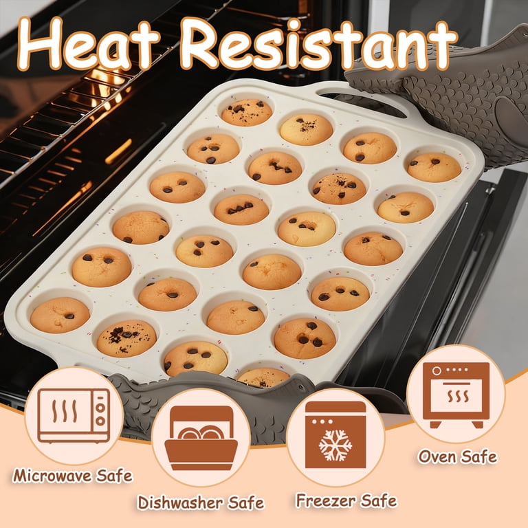GARITIN 24-Cup Silicone Mini Muffin Pan with Metal Frame photo 3