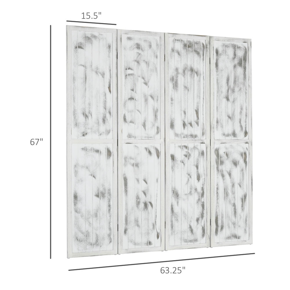Resenkos Screen Divider Room Divider Screen With Foldable Design For Indoor Bedroom Office 5.5' Rustic White
