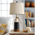 thumbnail image 5 of Oneach Retro Navy Blue Table Lamp for Living Room Bedroom 23.75" Farmhouse Nightstands Bedside Lamps Ocean Beach Style, 5 of 9
