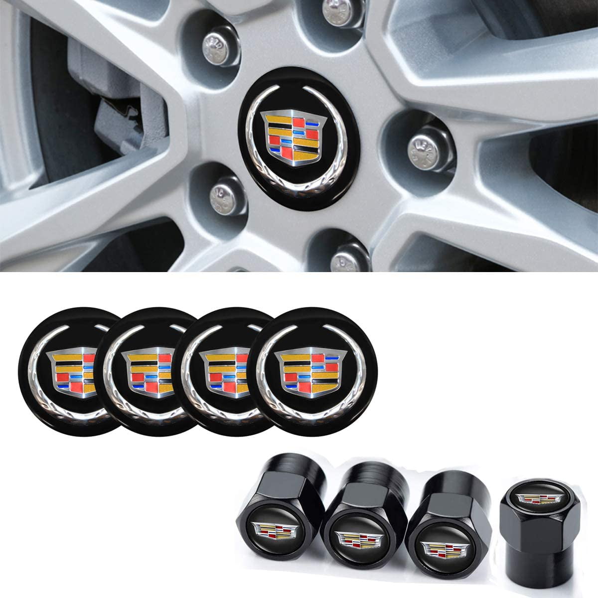 4x Universal Car Auto Wheel Tire Air Valve Cap Cover Decoration For Cadillac 