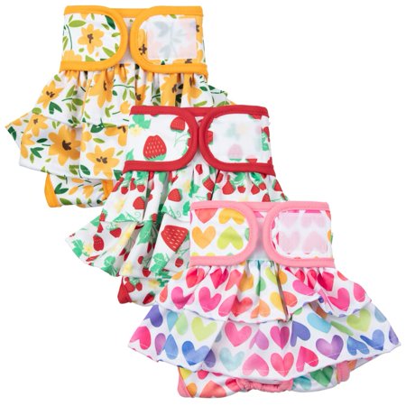 ShiningLove 3 Pack Dog Diapers Female Reusable Dog Diapers for Female Dogs, Absorbent Washable Dog Diapers Dog Panties for Dogs in Heat or Excitable Urination
