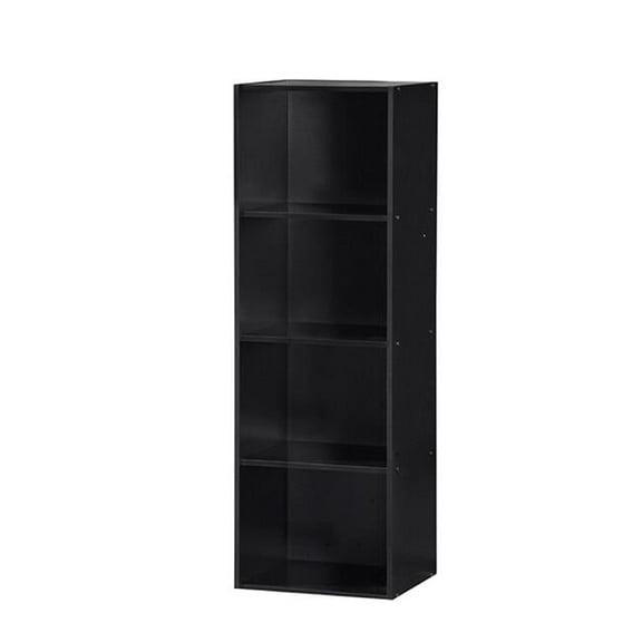 MadeToOrder Four Shelf Bookcase, Beech Finish, Black, High Quality Compressed Wood