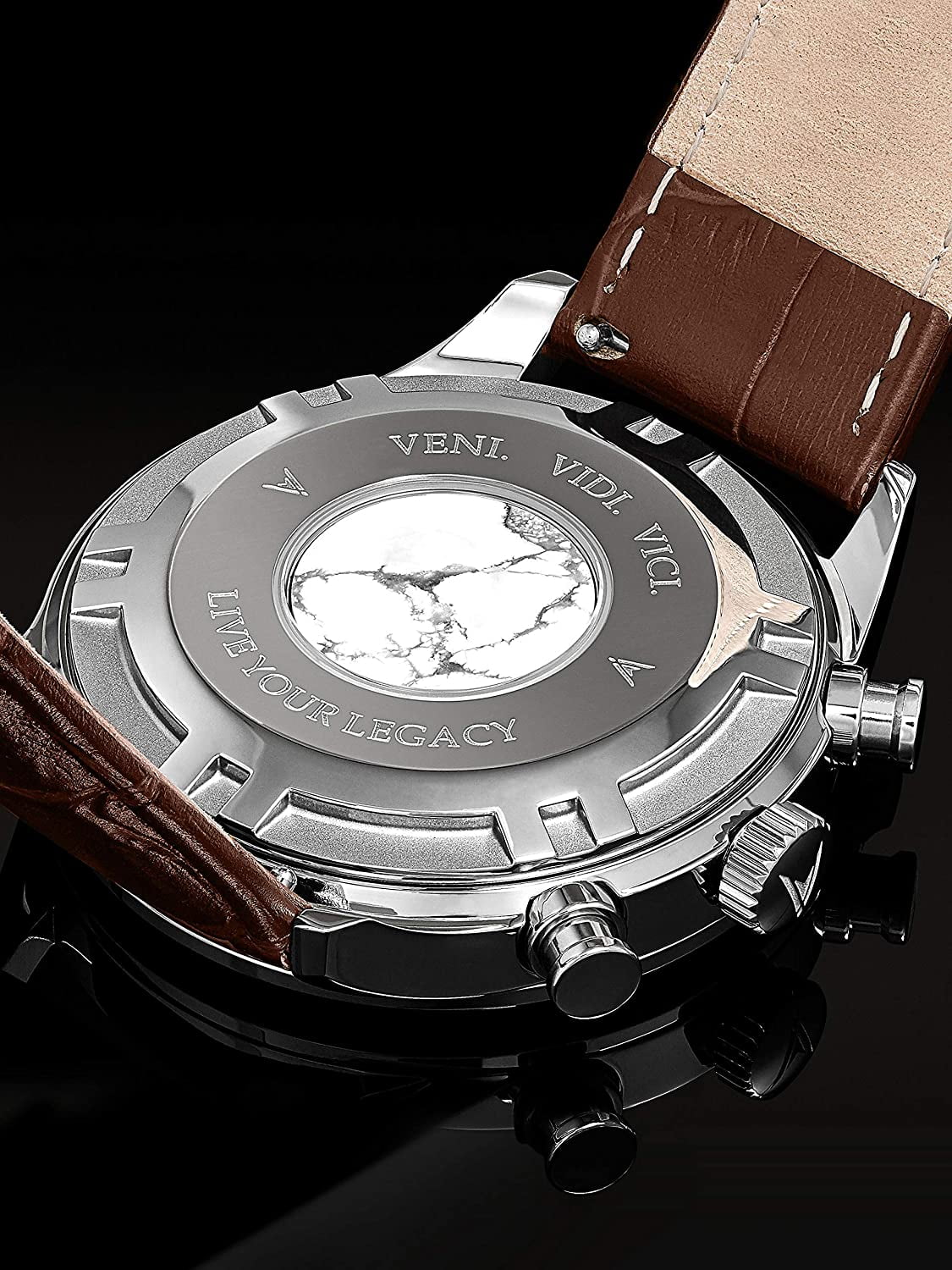 Vero Vincero Luxury Mens Chrono S Wrist Watch White Rose Gold