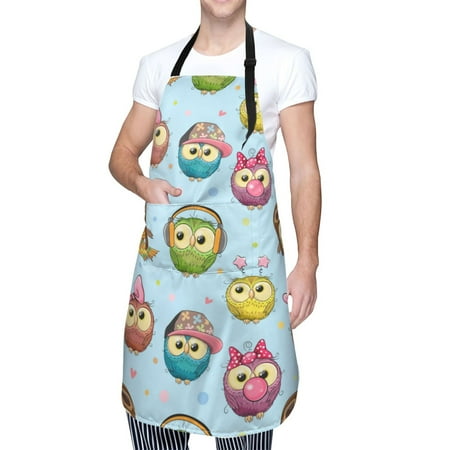 

Cauagu Cute Cartoon Owls 3 Aprons with Pockets Waterproof Apron for Women Kitchen Cooking Apron Adjustable Bib Aprons Chef Apron for Cooking Drawing Crafting
