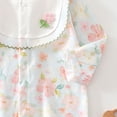 thumbnail image 5 of UYYX Baby Clothes For Girls Baby Girls Floral Collar Sleeve Romper Full Snap Crotch Thin Knit Long Sleeve Spring Picnic Outfit(12-18 Months,Blue), 5 of 7