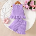 thumbnail image 4 of Amidoa Girls 2 Piece Outfits Summer Clothes Tank Top Sleeveless Solid Color Cute T-Shirt and Casual Shorts Kids Clothing Sets Purple Size 6, 4 of 9