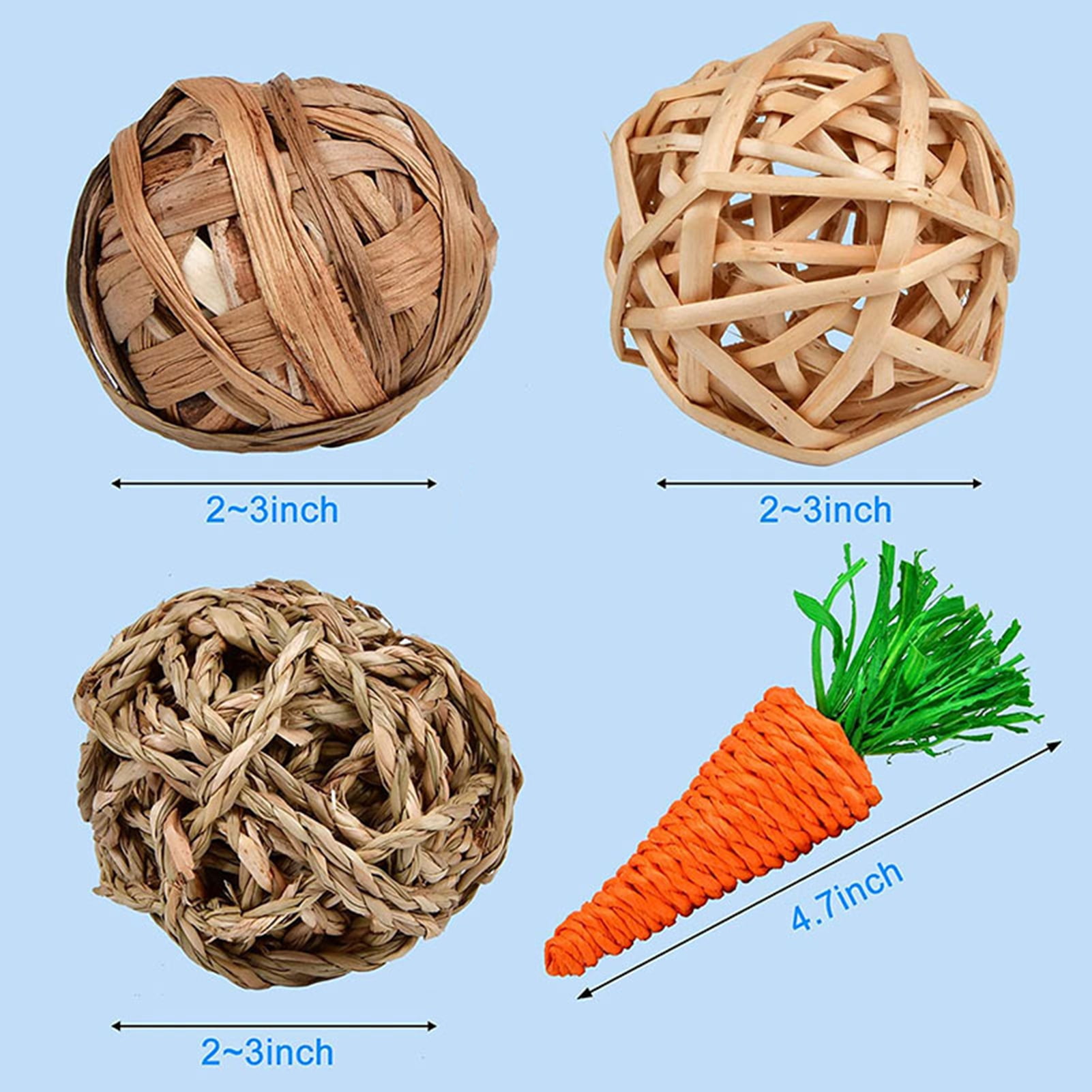 DOPI 6Pcs/Set Molar Toy Healthy Attractive Plastic Hamster Wooden Rattan Ball Set for Squirrels
