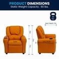 thumbnail image 6 of Flash Furniture Vana Contemporary Orange Vinyl Kids Recliner with Cup Holder and Headrest, 6 of 12