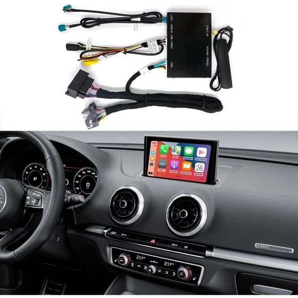 Road Top Interface Auto Android Sans Fil Apple CarPlay pour Audi A3 A4 A5 A6 A7 A8 Q3 Q5 Q7, avec Mirror Link AirPlay AutoLink, Prend en Charge Siri, Contrôle Original, Caméra