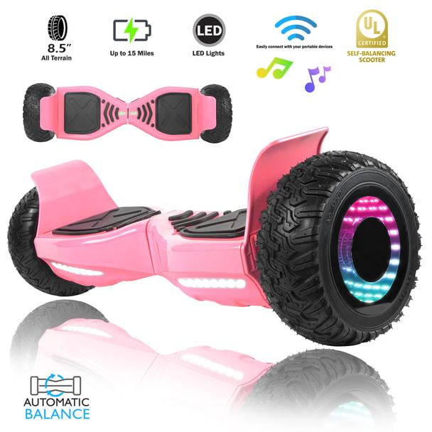 XPRIT 8.5 Tunnel Pink Heavy Duty All Terrain HoverBoard Auto Balance Max Support 100kg Up to 9KM Range Bluetooth UL2272 Certified Walmart