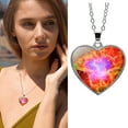 thumbnail image 5 of Fmlxio Initial Necklaces for Women Solar System Galaxy Double Sided Glass Universe Heart Pendant Necklace Up to 35% off, 5 of 7