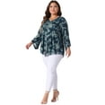 thumbnail image 3 of DARING DIVA Women's Plus Dressy V Neck Mesh Casual Flowy Blouse 2X Cyan, 3 of 6