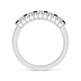 thumbnail image 2 of ANGARA Natural Ruby and Diamond Half Eternity Wedding Ring in 14K White Gold for Women (Size-2mm) | July Birthstone, Birthday, Anniversary, Jewelry Gift for Women | Natural Ruby Ring, 2 of 9