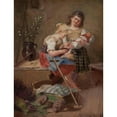 thumbnail image 2 of Georg Rössler 12x14 Black Ornate Wood Framed Double Matted Museum Art Print Titled: Two Girls with Dolls (1894), 2 of 5