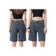 thumbnail image 3 of Michellecmm Women Summer Denim Shorts Classic Knee Length Low Waist Solid Casual Bermuda Jeans Shorts Streetwear for Daily, 3 of 9