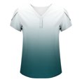thumbnail image 5 of Ruimatai Women's V-Neck Short Sleeve Blouse Casual Button Down Ombre Print Top Comfortable Summer Fashion T-Shirt, 5 of 6