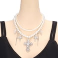 thumbnail image 4 of Necvior Elegant Necklace Charm Clavicular Chain Fashionable and Spiritual Crosses Pendant Necklace Stackable Pearls Neck Chain, 4 of 7
