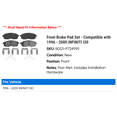 thumbnail image 2 of Front Brake Pad Set - Compatible with 1996 - 2000 INFINITI I30 1997 1998 1999, 2 of 2