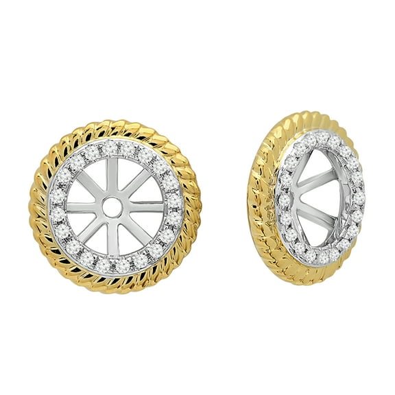 Dazzlingrock Collection Round White Diamond Two Tone Removable Jackets for Stud Earrings for Women (0.15 ctw, Color I-J, Clarity I1-I2) in 14K Yellow Gold