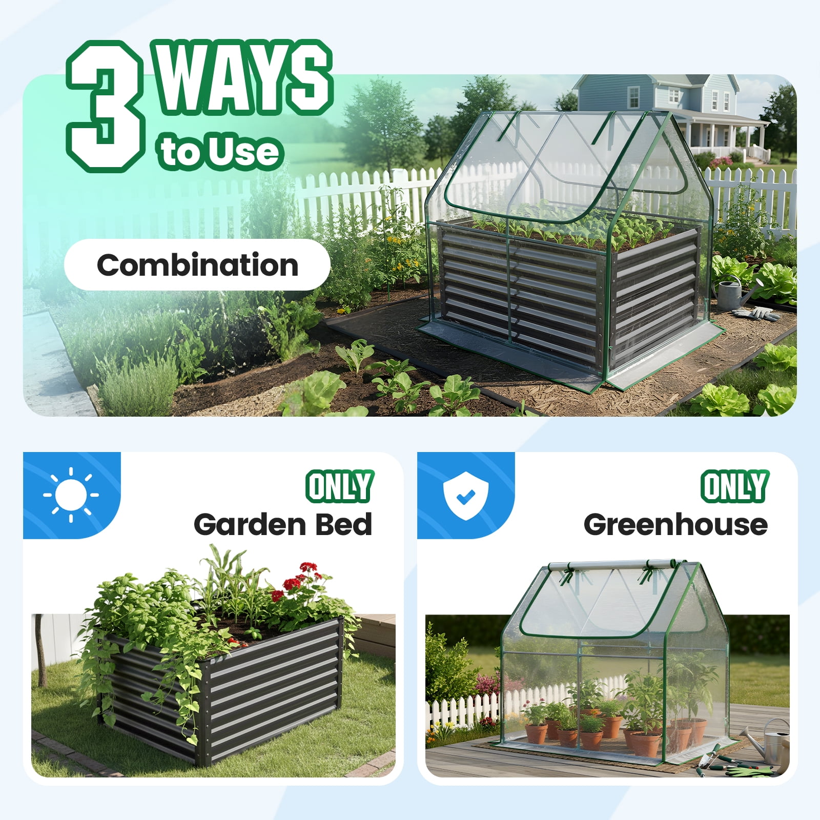 Quictent Raised Garden Bed with Cover, 4x3x2ft, Tall Metal Planter Box, Clear, 33.5 lbs