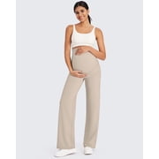 G4Free Maternity Pants Over The Belly Yoga Dress Work Pregnancy Pants Stretchy Lounge Wide Leg Trousers with Pockets