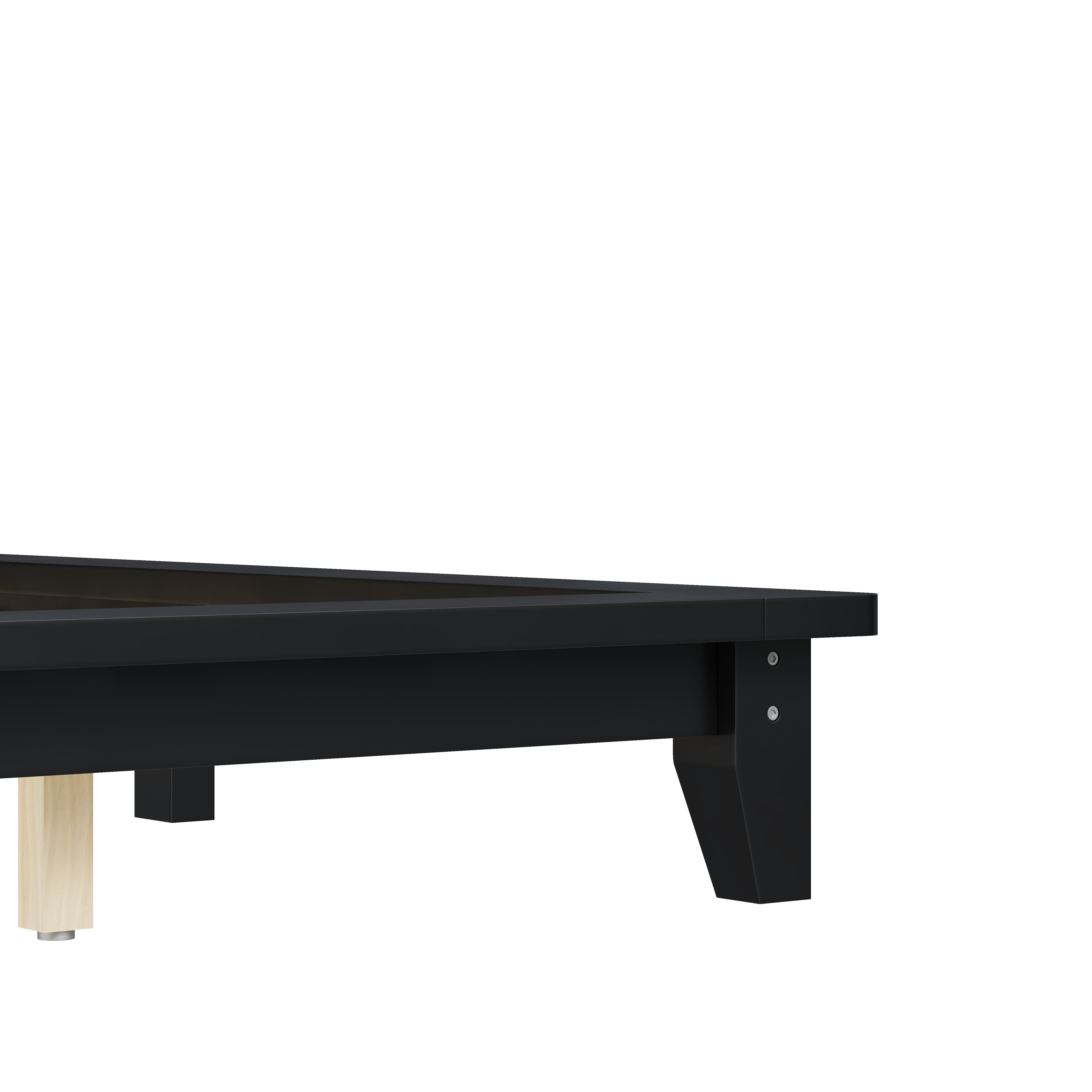 Euroco Wood King Size Platform Bed with Headboard, Black
