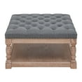 thumbnail image 2 of Abble 29" Gray Upholstered Wooden Shelved Tufted Square Cocktail Ottoman, 2 of 3