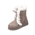 thumbnail image 3 of Women's Winter Faux Fur Trim Snow Boots, Platform Faux Suede Lace-Up Warm Outdoor Boots, 3 of 8