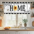 thumbnail image 3 of Farmhouse Sunflower Kitchen Valance,Vintage Farm Bee Buffalo Plaid White Black Rustic Window Toppers Valances for Bedroom Living Room Bathroom 1 Piece,54x18 Inch, 3 of 4
