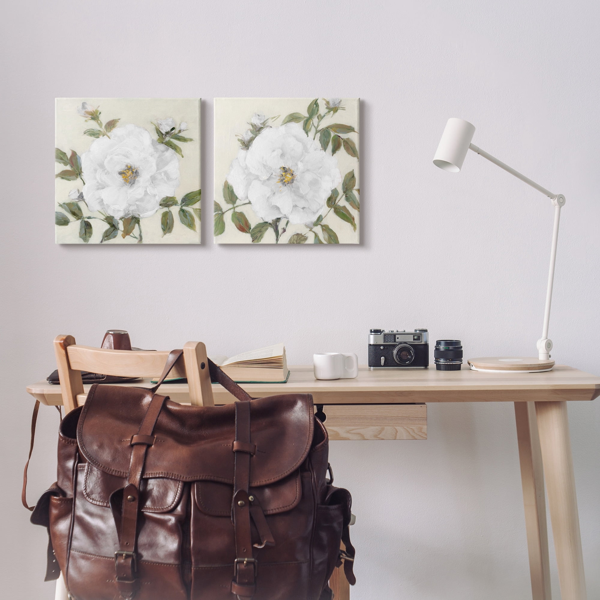 Stupell Industries Beautiful Classic Painted Flower With Green Leaves , 17 x 17, Design by Sally Swatland