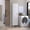 White, variant on Multicolor 49 Wide 8-Shelf Bookcase Set with Double Door Cabinet, 2 Piece Home Bookcases for Living Room, Particle Board, Matte Gray-White