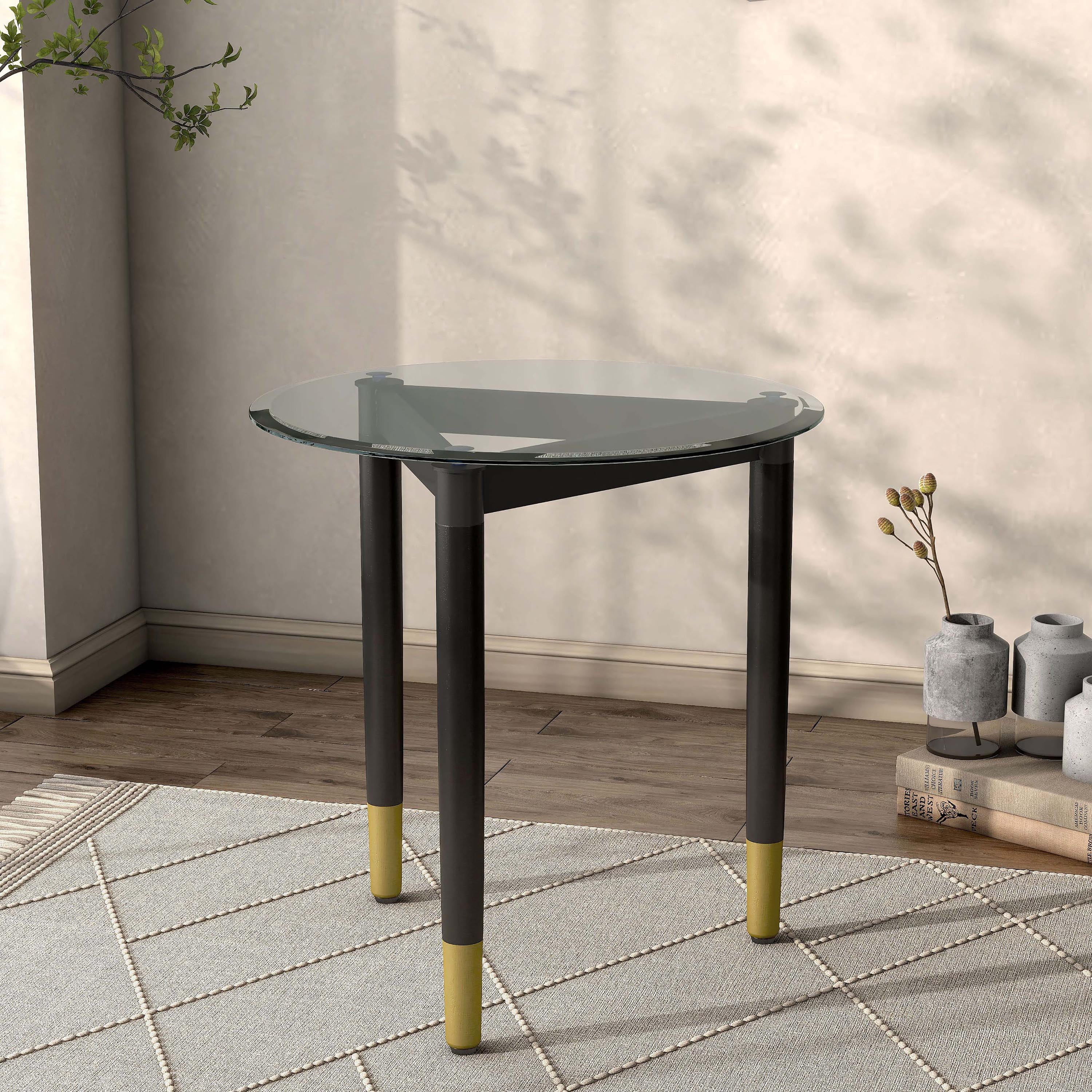 Furniture of America Modu Solid Wood Black Indoor End Table Base Legs