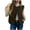 A Brown, variant on Womens Sherpa Vest Sleeveless Button Down/Zip Up Cropped Gilet Soft Fitted Fall Winter Warm Casual Jacket with Pockets