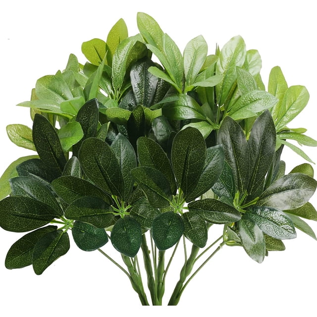 Zhuge 4 piezas de plantas artificiales, arbustos de seda falsos, hojas de plantas verdes artificiales, decoración central, decoración para colgar en la pared, verde