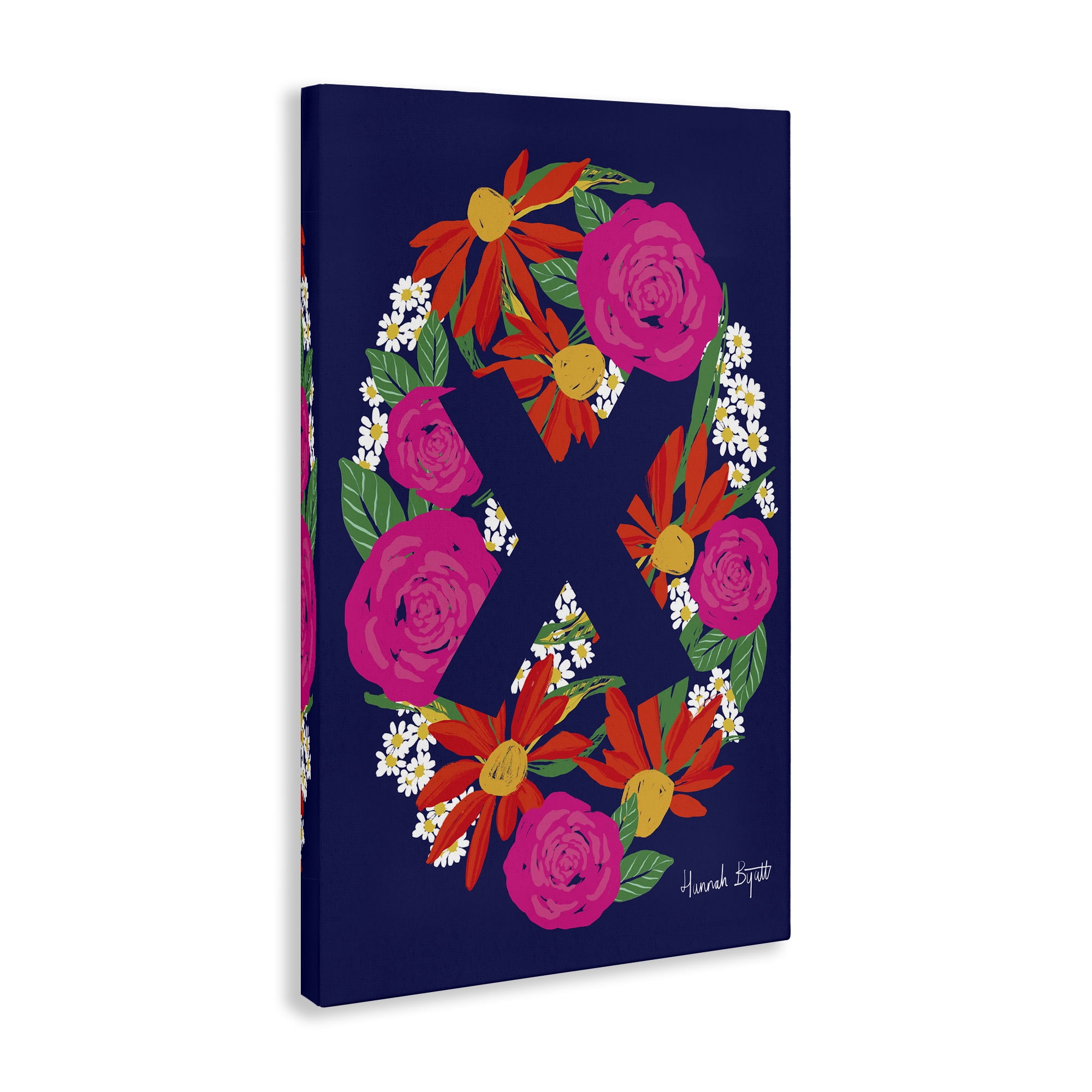 Stupell Industries Floral Bloom Letter X Botanical & Floral Painting Gallery Wrapped Canvas Art Print Wall Art, 16 x 24