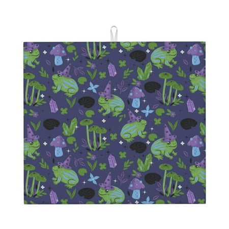 

Vsdgher Magic Toads in Hats Print Dish Drying Mat Kitchen Counter Mat Dish Drying Pad for Dishes Utensils Pots and Pans 16 x 18