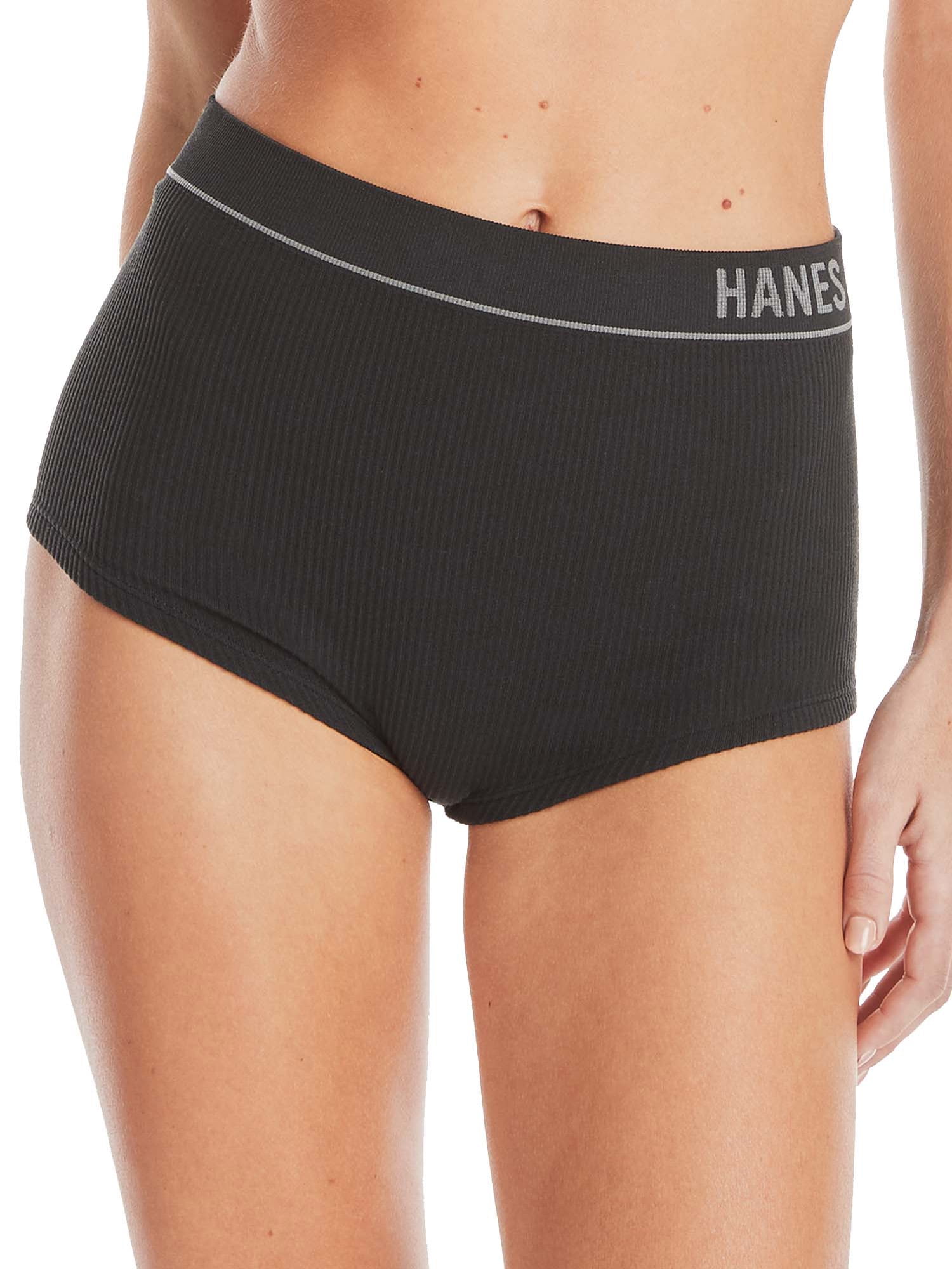 Hanes Originals Women's Underwear Seamless Rib Boyfit Panties, 3-Pack