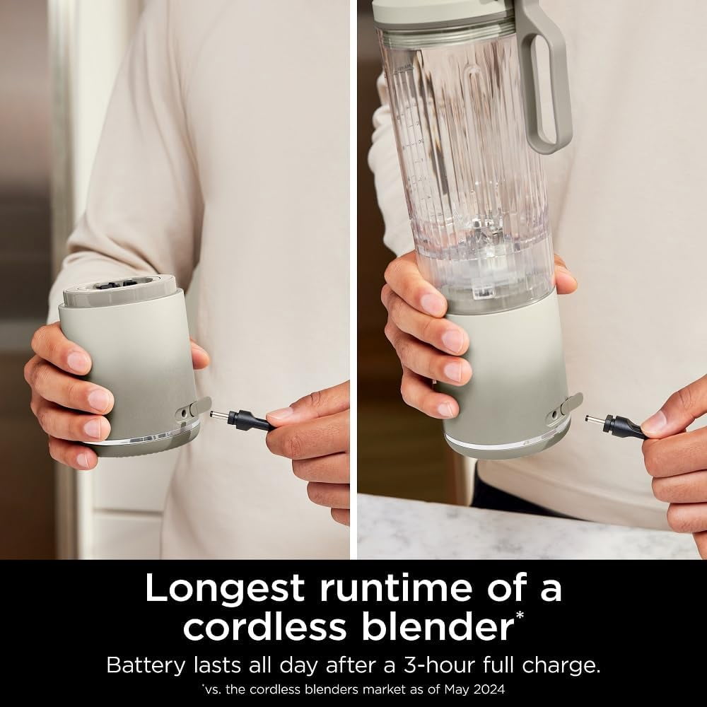 Restored Ninja BC251IV Blast Max Personal Cordless Blender, 3 Programs, 22 oz. Twist & Go Vessel, Cream (Refurbished)