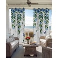 thumbnail image 6 of Blue Floral Spring Blackout Curtains for Bedroom Living Room Darkening Curtains 54 Inch Long Summer Pastoral Botanical Watercolor Short Curtain for Small Window Treatment Grommet Drapes 42"x54"x2, 6 of 9