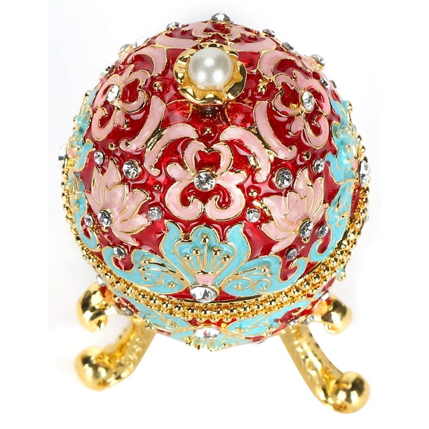 アンティーク雑貨 Vintage Egg Jewellery Box Vintage Egg Shaped Jewelry Box Enamel Trinket Box with