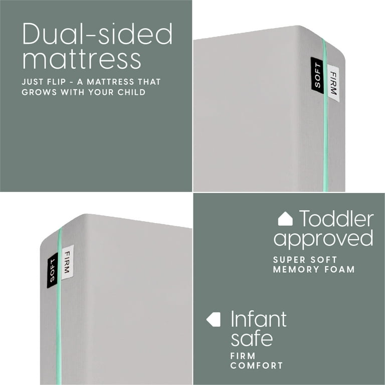 Milliard Crib Mattress Flip Technology Firm Side For Baby and Soft Side For Toddler 100 Cotton Cover Light Grey