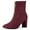 Burgundy, variant on BLISSFUL STEP Women's Faux Suede Square Toe Front Zip Block Heel Ankle Boots Beige (Size 9)