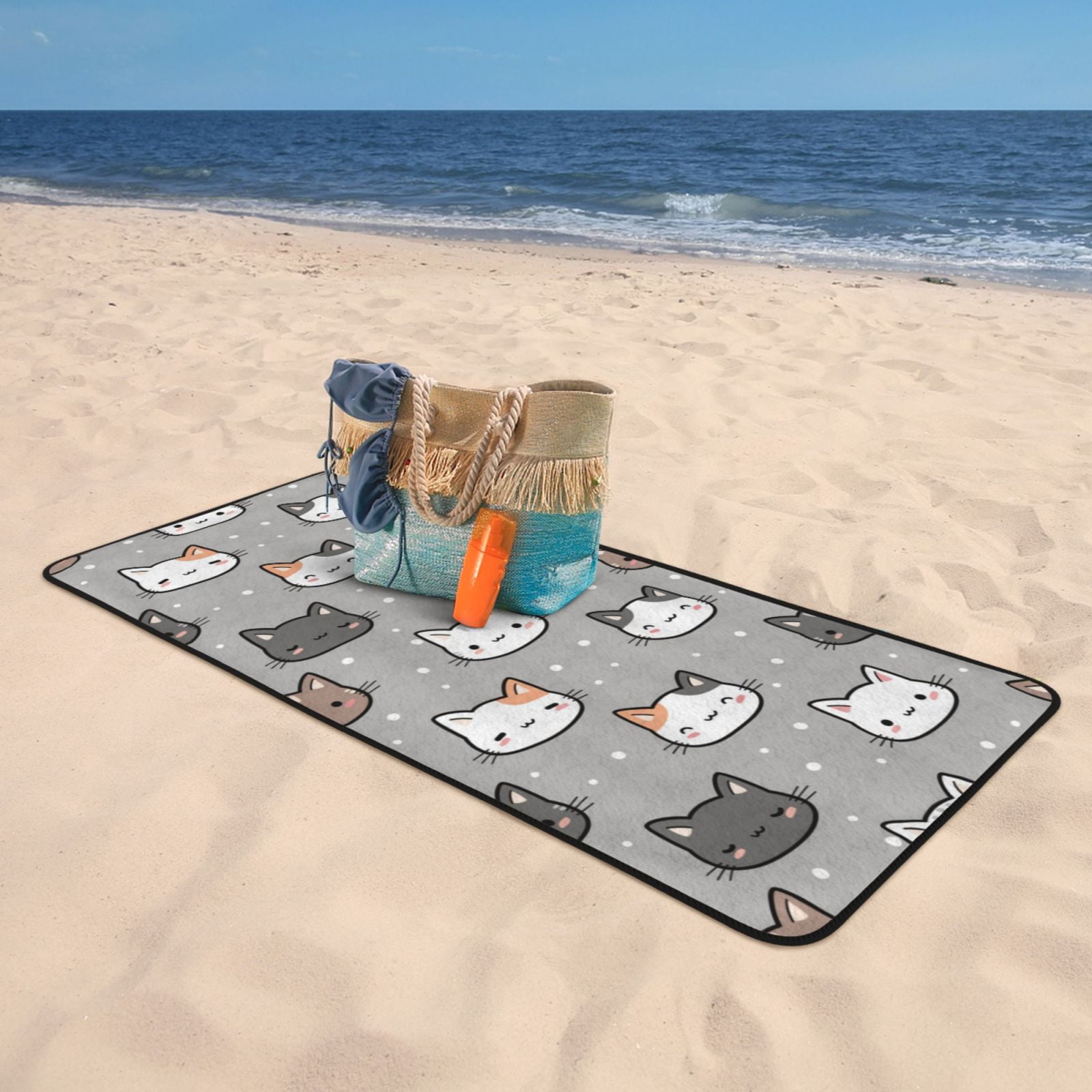 Cotton Bath Towels for Bathroom - Elegant Cartoon Cute Cat Face Microfiber Quick Dry Towels for Body Bath Sheets, Personalized Beach Towel, Soft Shower Towels for Travel Home Beach 27*55in